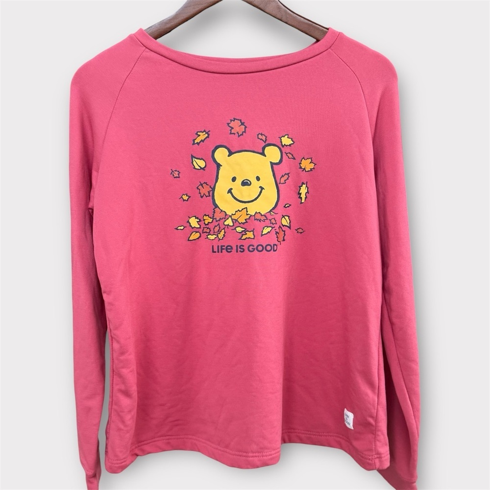 Life is Good Winnie the Pooh Fall Leaves Women's Small Soft/Cozy Pajama Top
